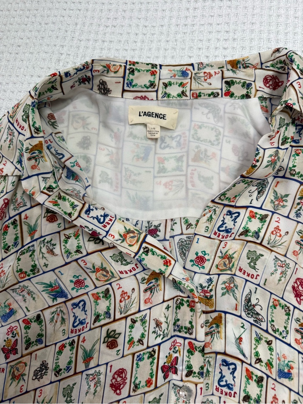L’Agence Nina Mahjong Print Silk Shirt - Picture 6 of 8